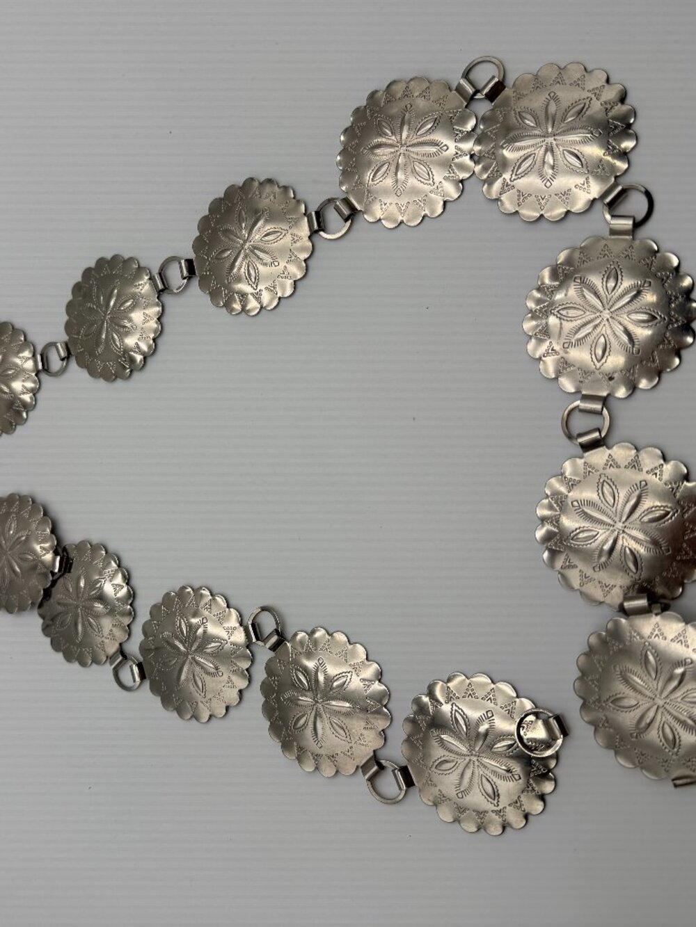 Southwestern Concho Disc Chain Belt Silver Tone